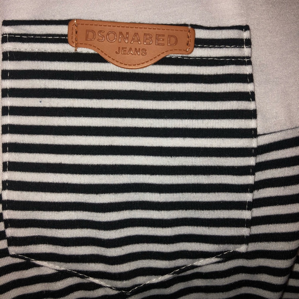 White & black striped long sleeve shirt